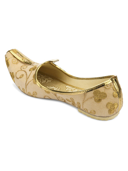 DESI COLOUR Mens Gold Ethnic Footwear/Punjabi Jutti