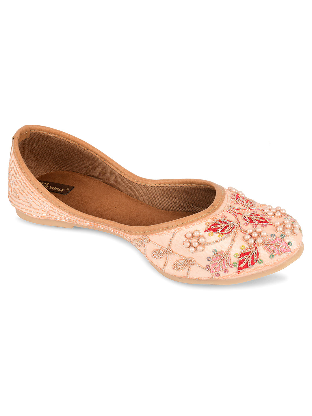 DESI COLOUR Women Peach Ethnic Punjabi Jutti