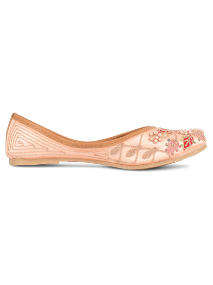 DESI COLOUR Women Peach Ethnic Punjabi Jutti
