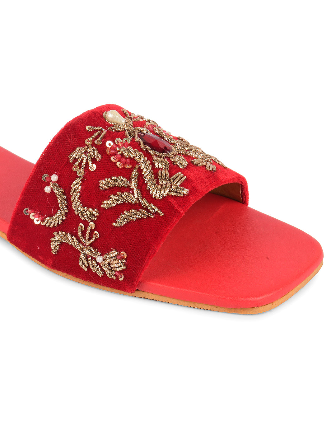 DESI COLOUR Women Red Ethnic Punjabi Jutti