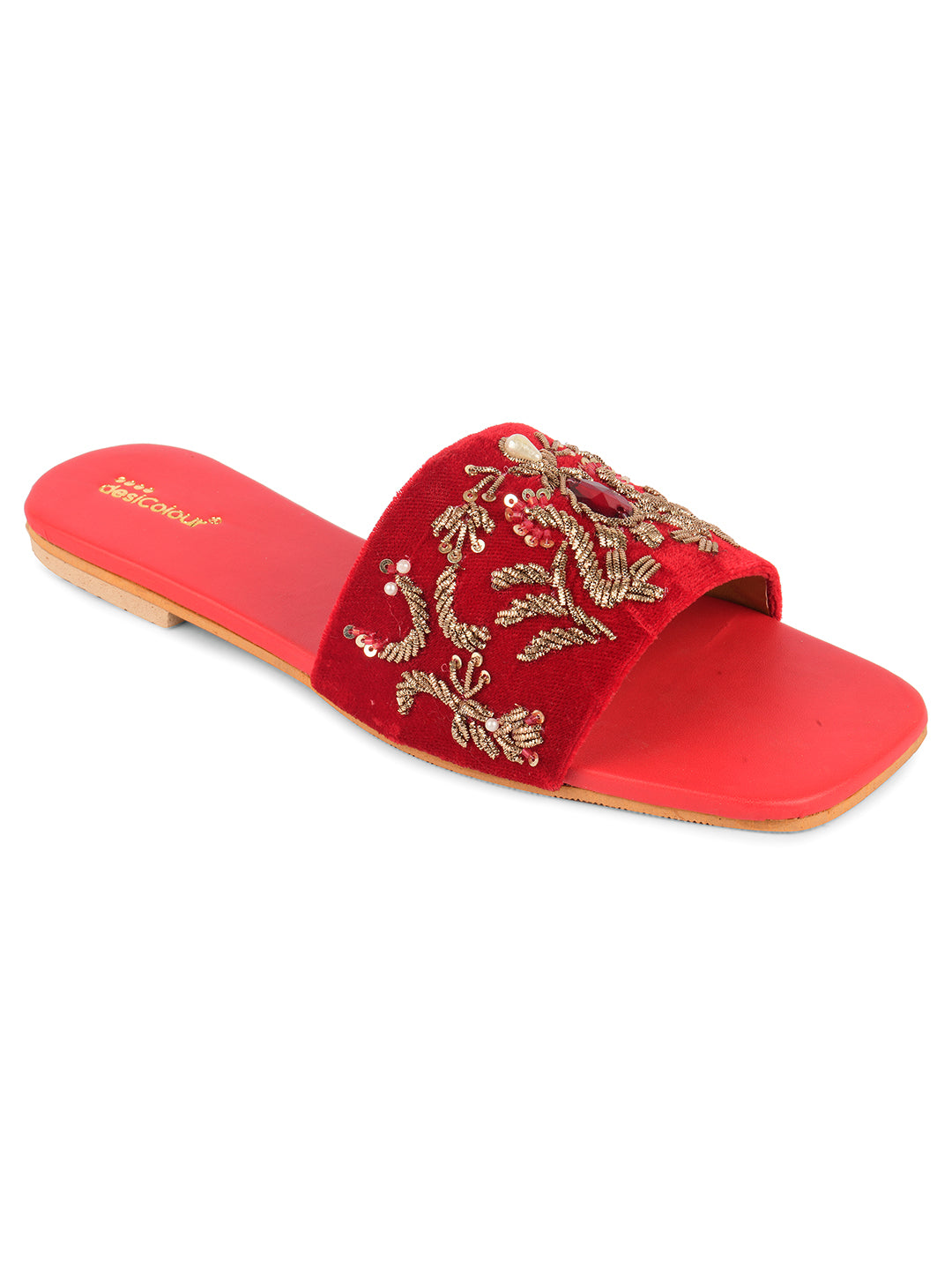 DESI COLOUR Women Red Ethnic Punjabi Jutti