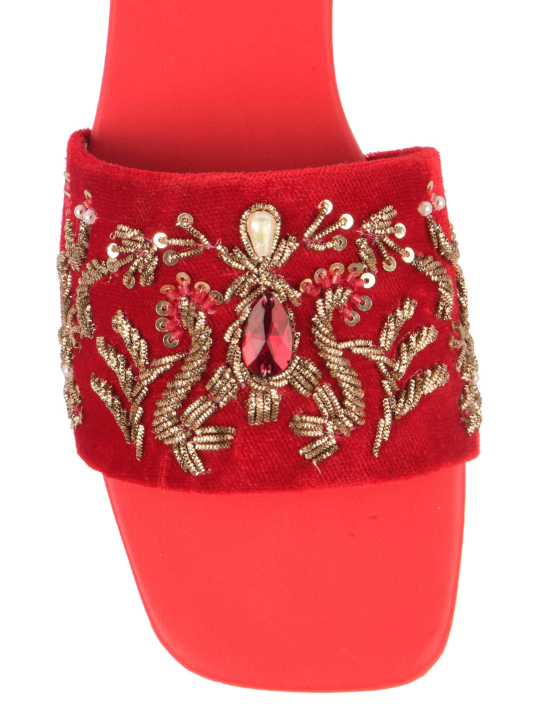 DESI COLOUR Women Red Ethnic Punjabi Jutti