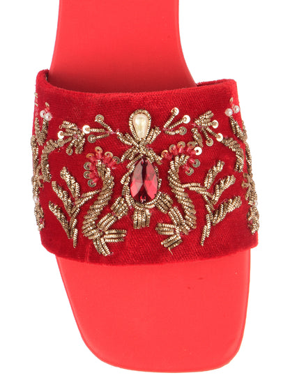 DESI COLOUR Women Red Ethnic Punjabi Jutti