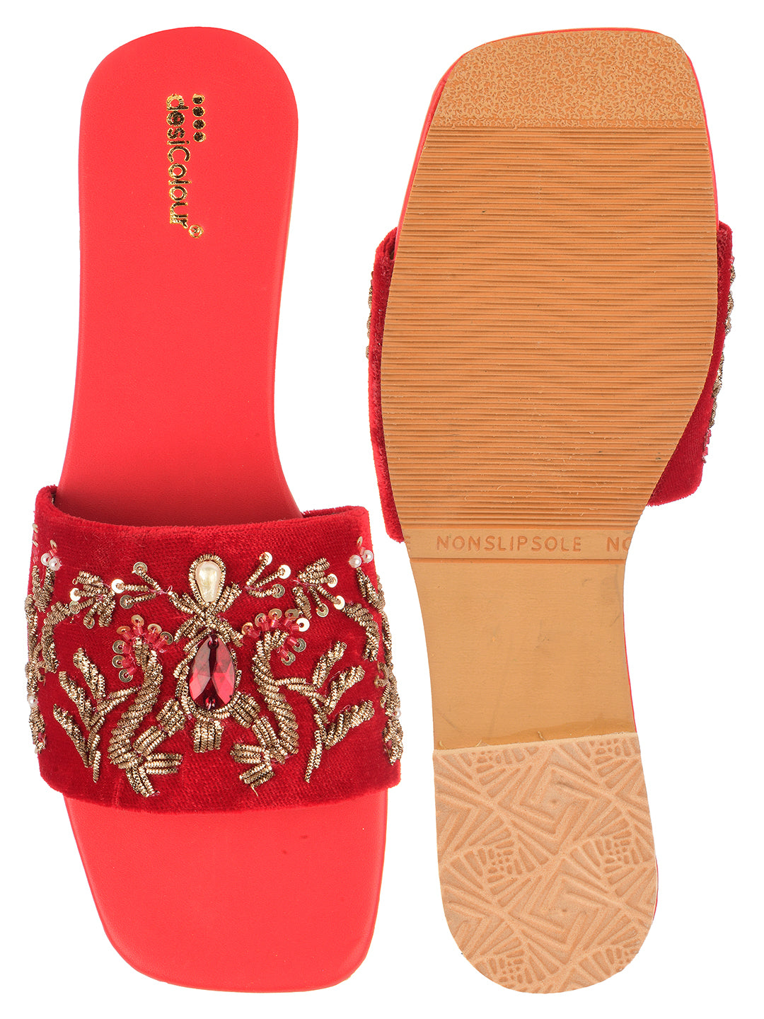 DESI COLOUR Women Red Ethnic Punjabi Jutti