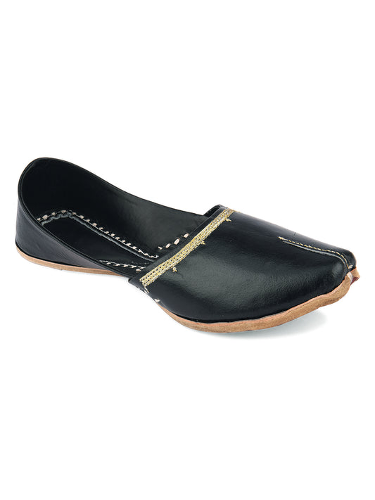 DESI COLOUR Mens Black Ethnic Footwear/Punjabi Jutti