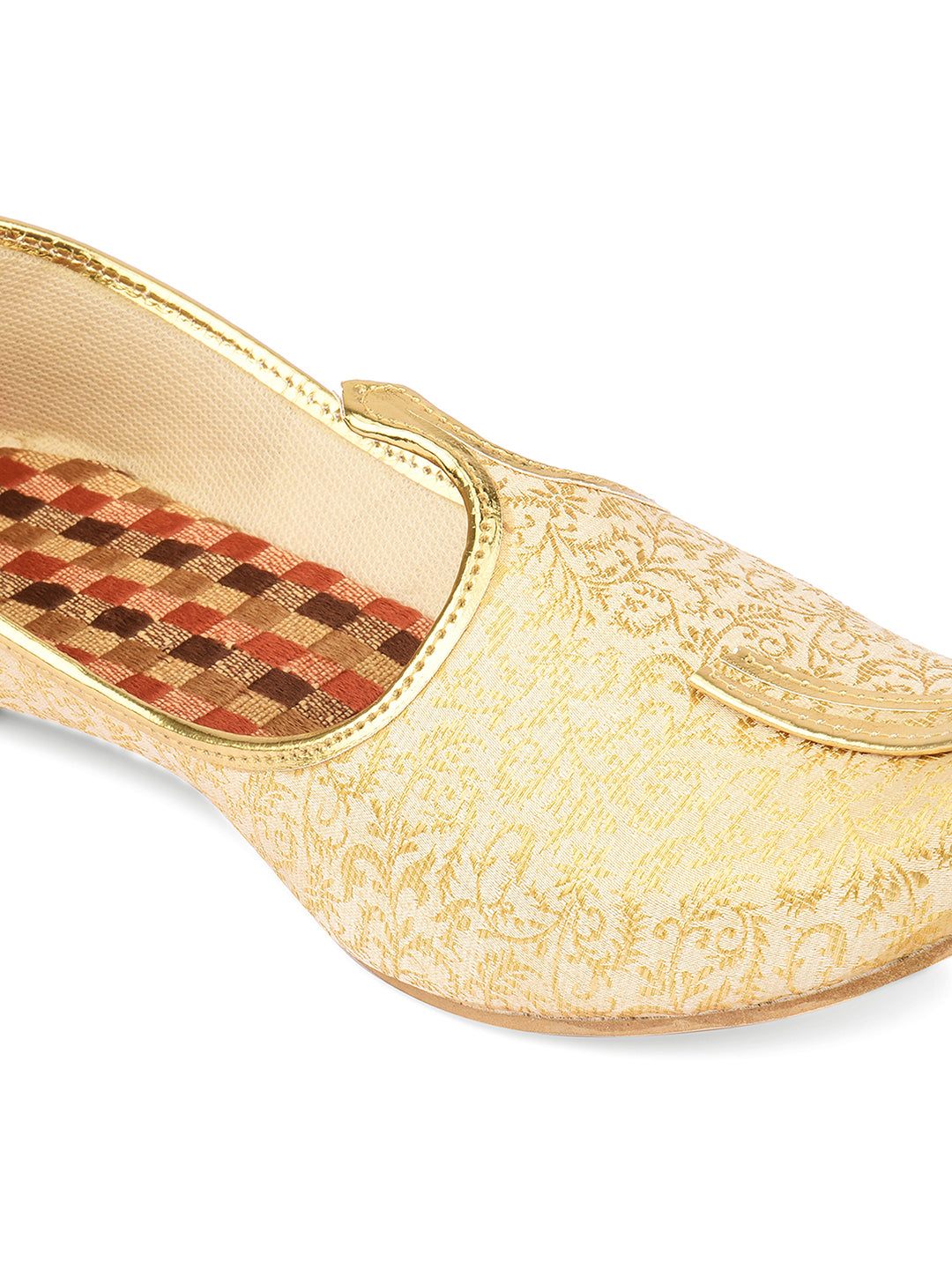 DESI COLOUR Mens Gold Ethnic Footwear/Punjabi Jutti
