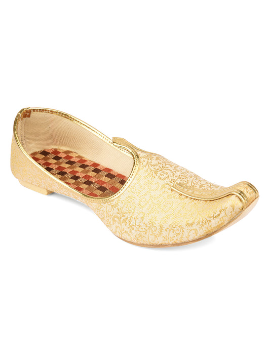 DESI COLOUR Mens Gold Ethnic Footwear/Punjabi Jutti