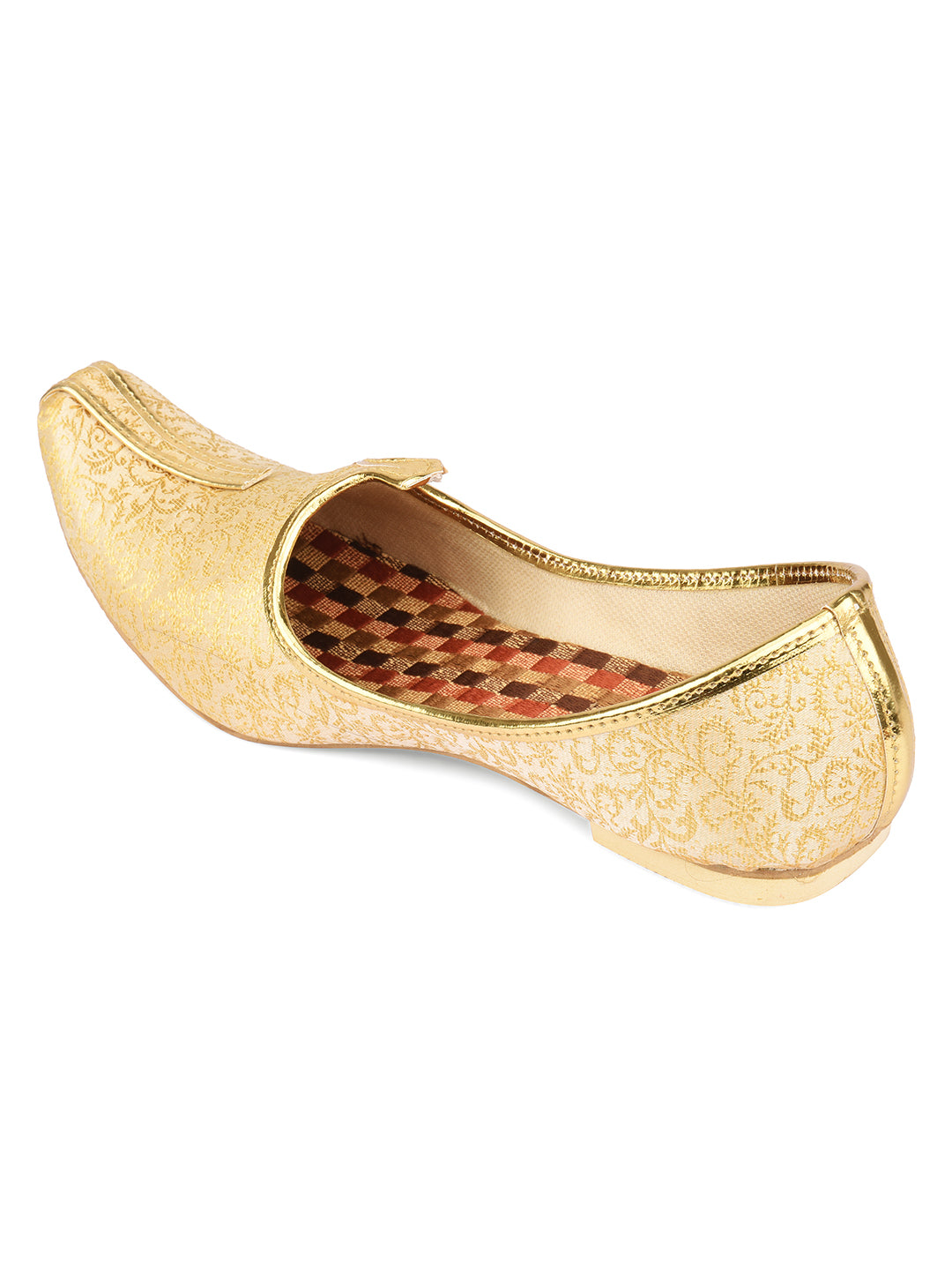 DESI COLOUR Mens Gold Ethnic Footwear/Punjabi Jutti