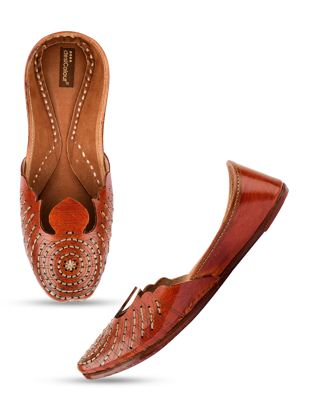 DESI COLOUR Women Brown Ethnic Punjabi Jutti