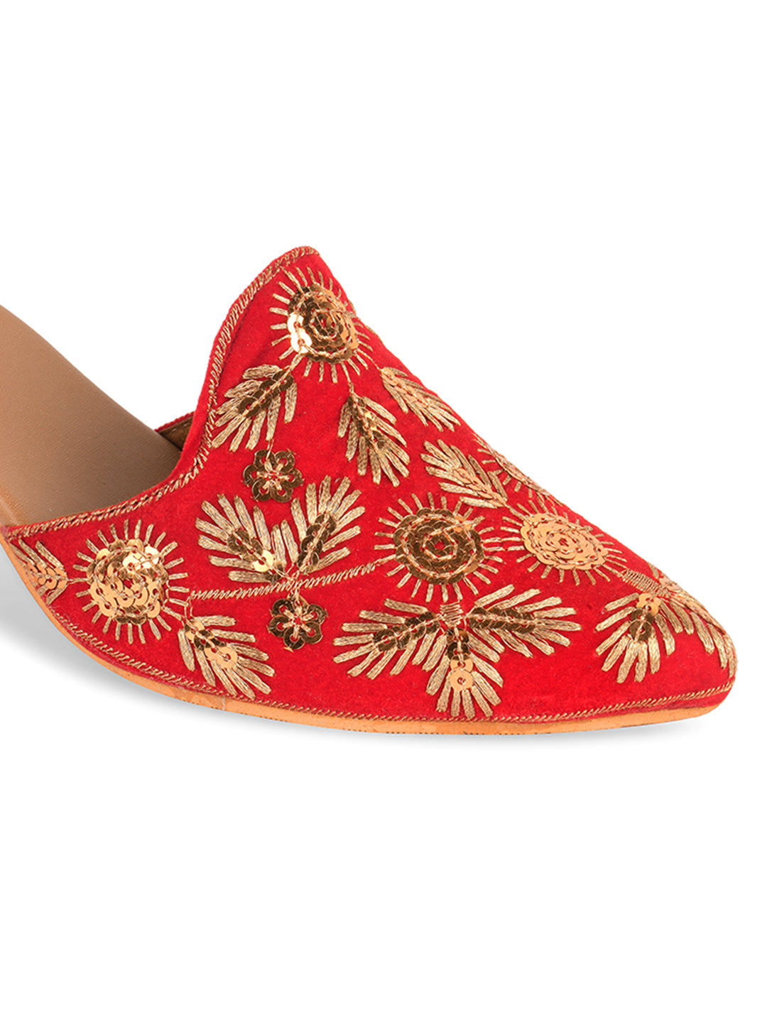 DESI COLOUR Women Red Ethnic Punjabi Jutti