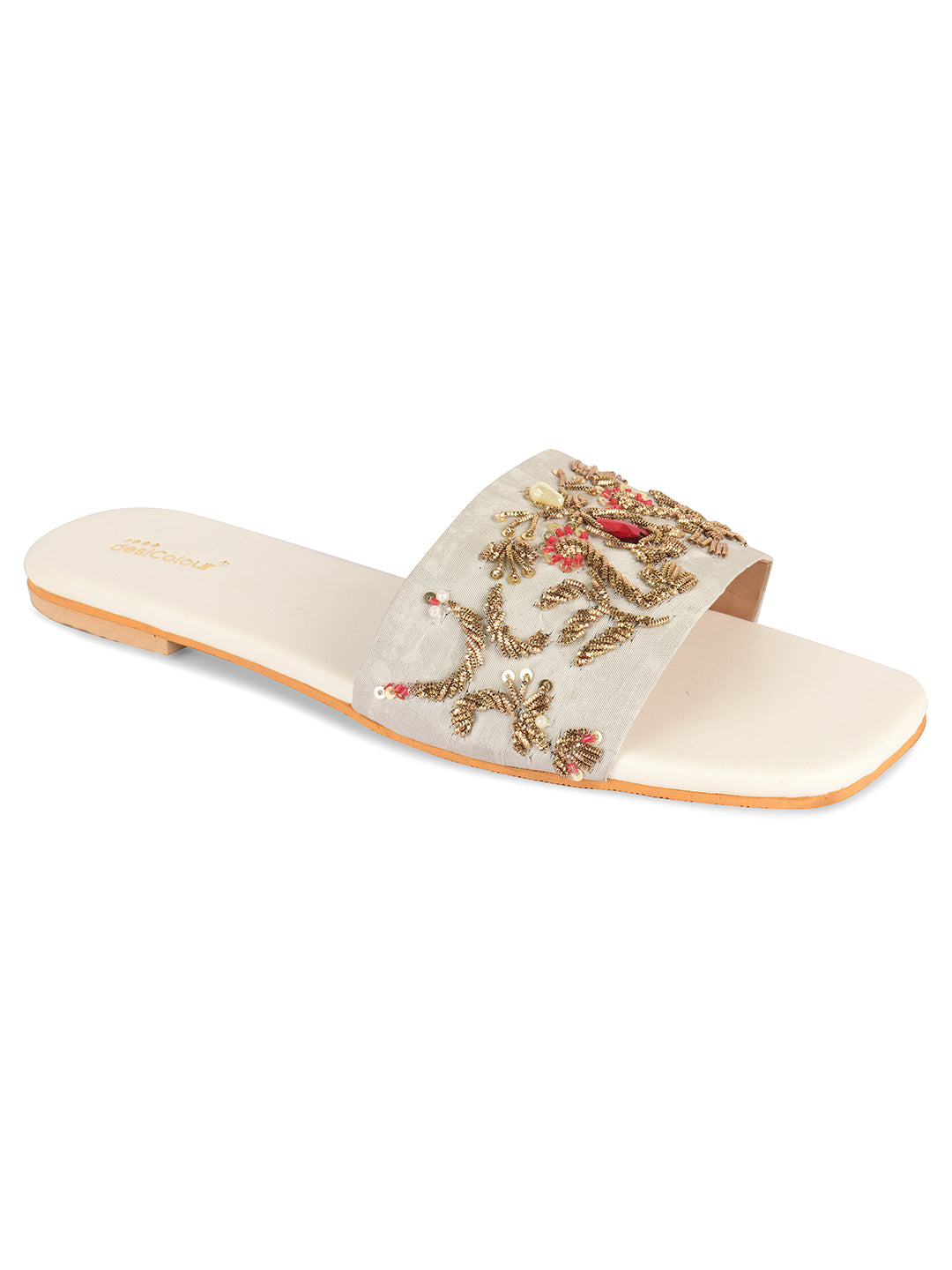 DESI COLOUR Women White Ethnic Punjabi Jutti