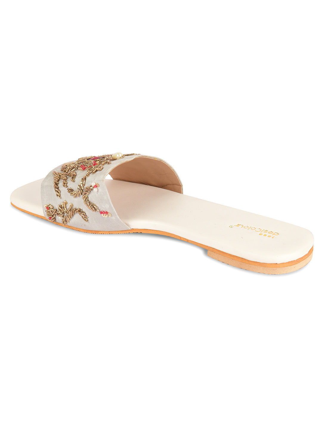 DESI COLOUR Women White Ethnic Punjabi Jutti