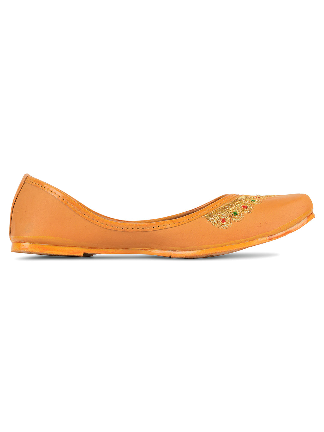 Women Tan Embellished Ethnic Comfy Punjabi Jutti