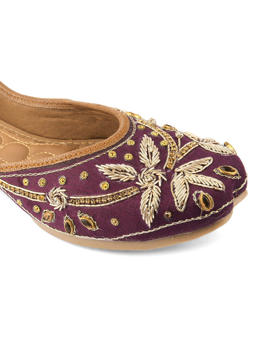 Purple Dabka Embroidered Mojaris for Women