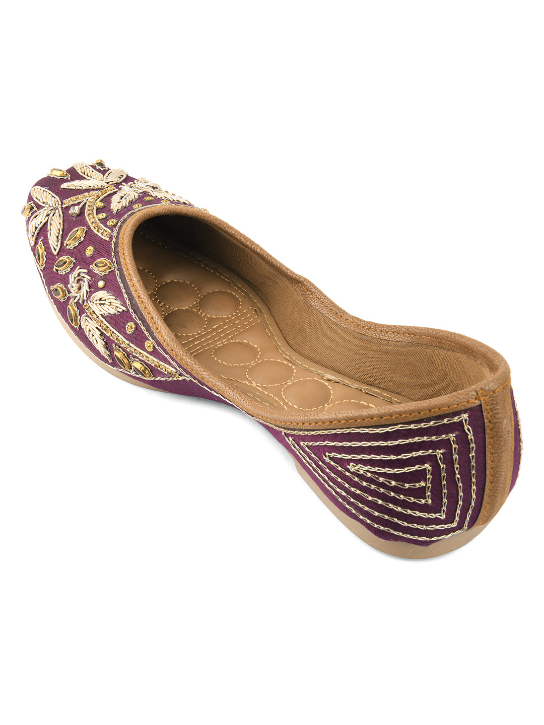 Purple Dabka Embroidered Mojaris for Women