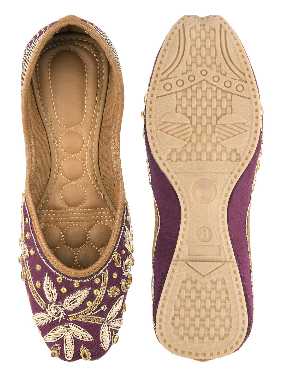 Purple Dabka Embroidered Mojaris for Women