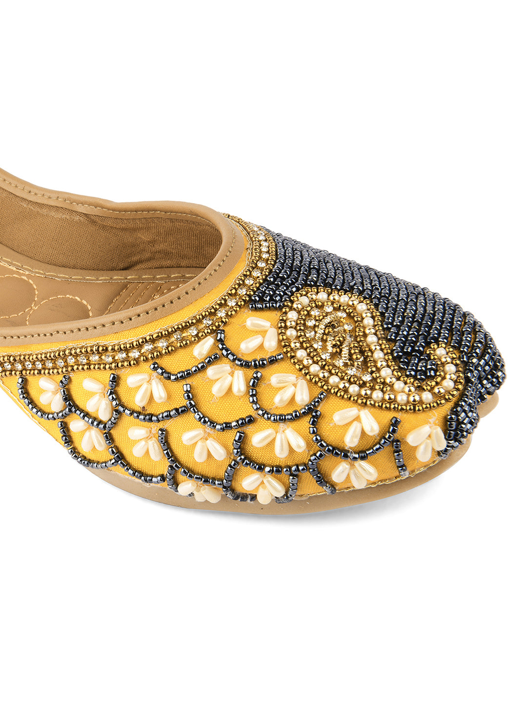 Women Yellow Ethnic Mojaris Flats