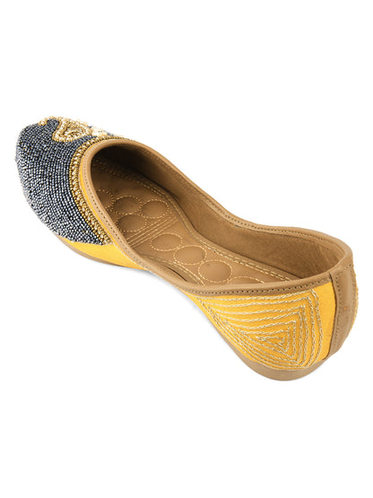 Women Yellow Ethnic Mojaris Flats