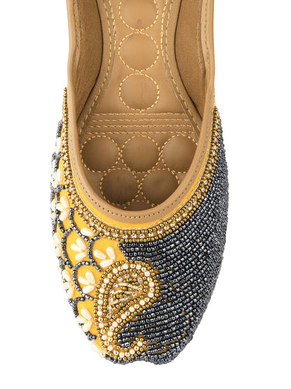 Women Yellow Ethnic Mojaris Flats