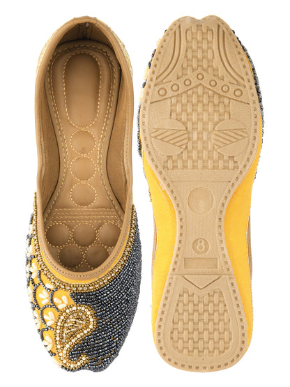 Women Yellow Ethnic Mojaris Flats