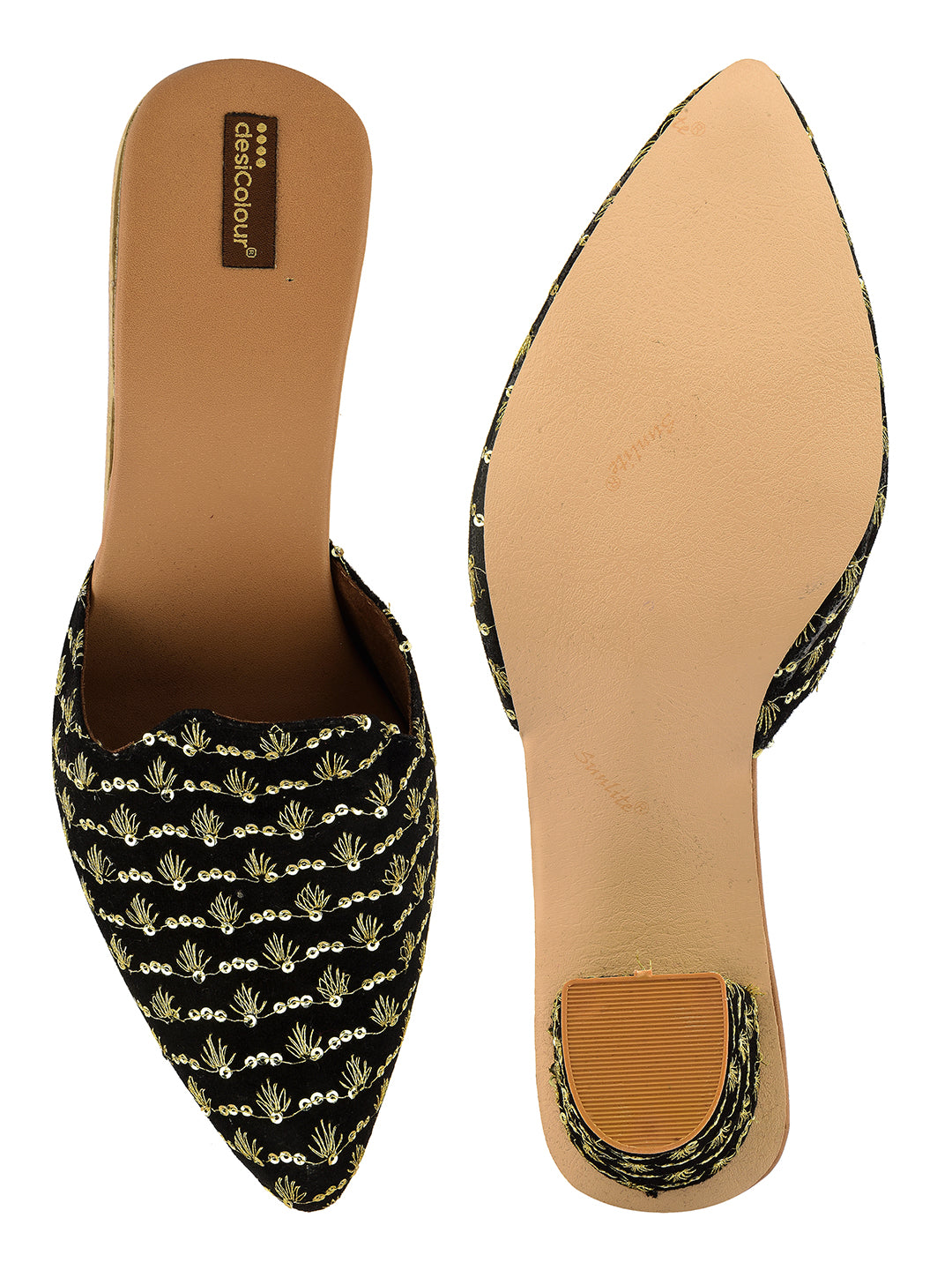 DESI COLOUR Women Black Ethnic Punjabi Jutti