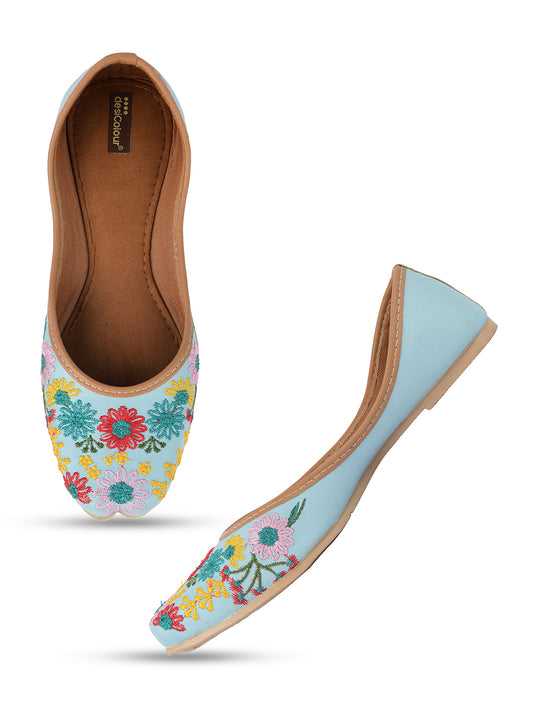 DESI COLOUR Women Blue Ethnic Punjabi Jutti