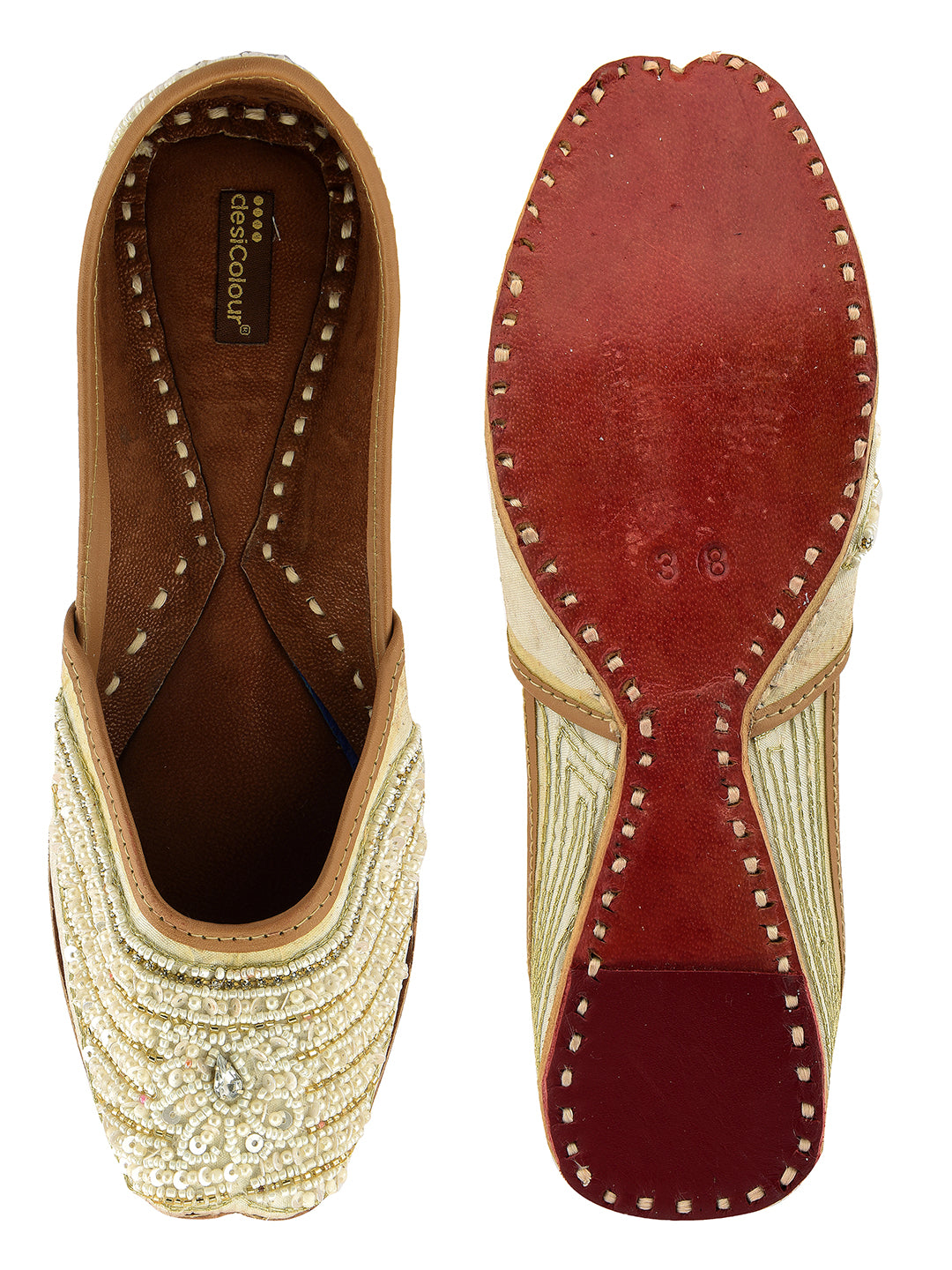 DESI COLOUR Women White Ethnic Punjabi Jutti