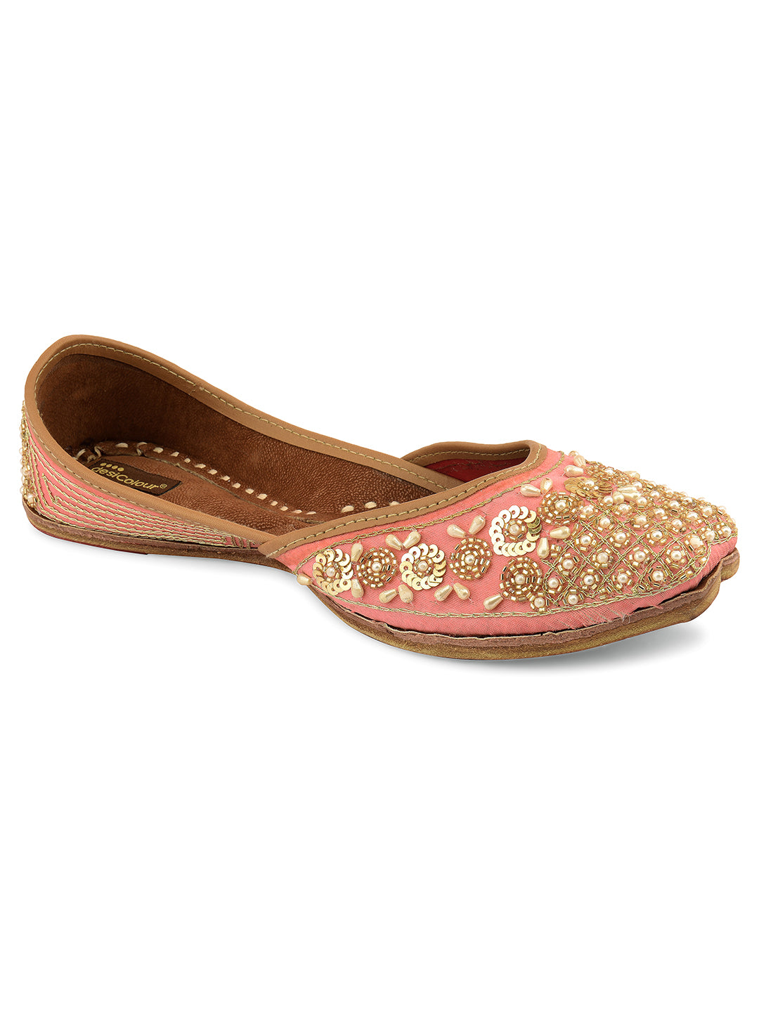DESI COLOUR Women Peach Ethnic Punjabi Jutti