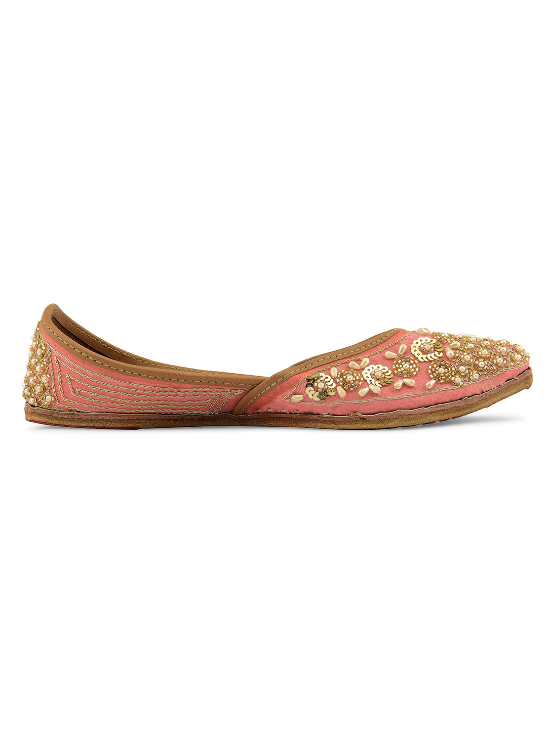 DESI COLOUR Women Peach Ethnic Punjabi Jutti