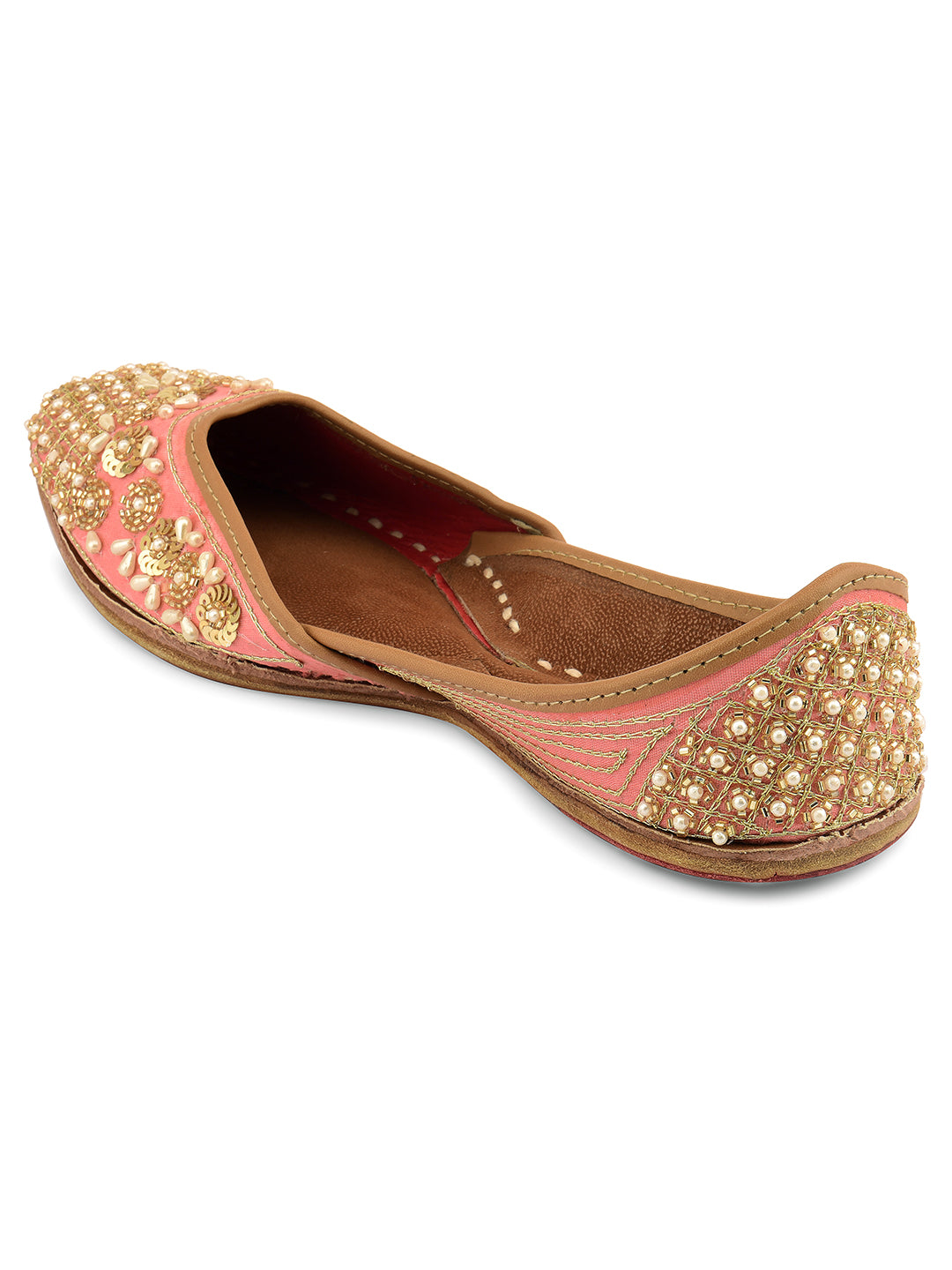 DESI COLOUR Women Peach Ethnic Punjabi Jutti