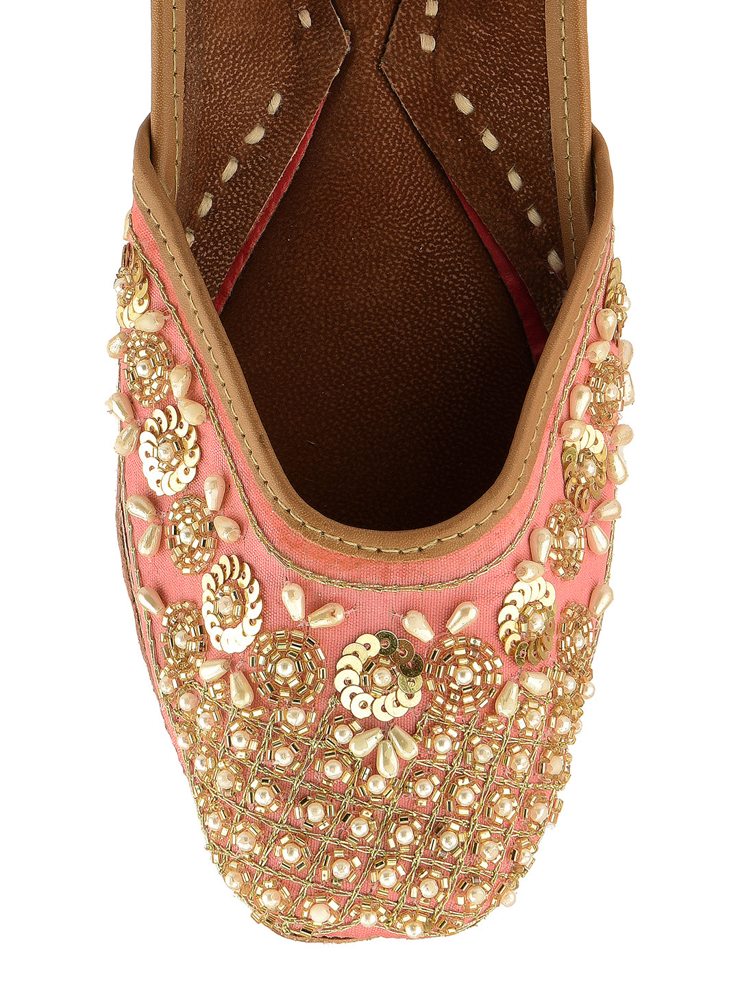 DESI COLOUR Women Peach Ethnic Punjabi Jutti