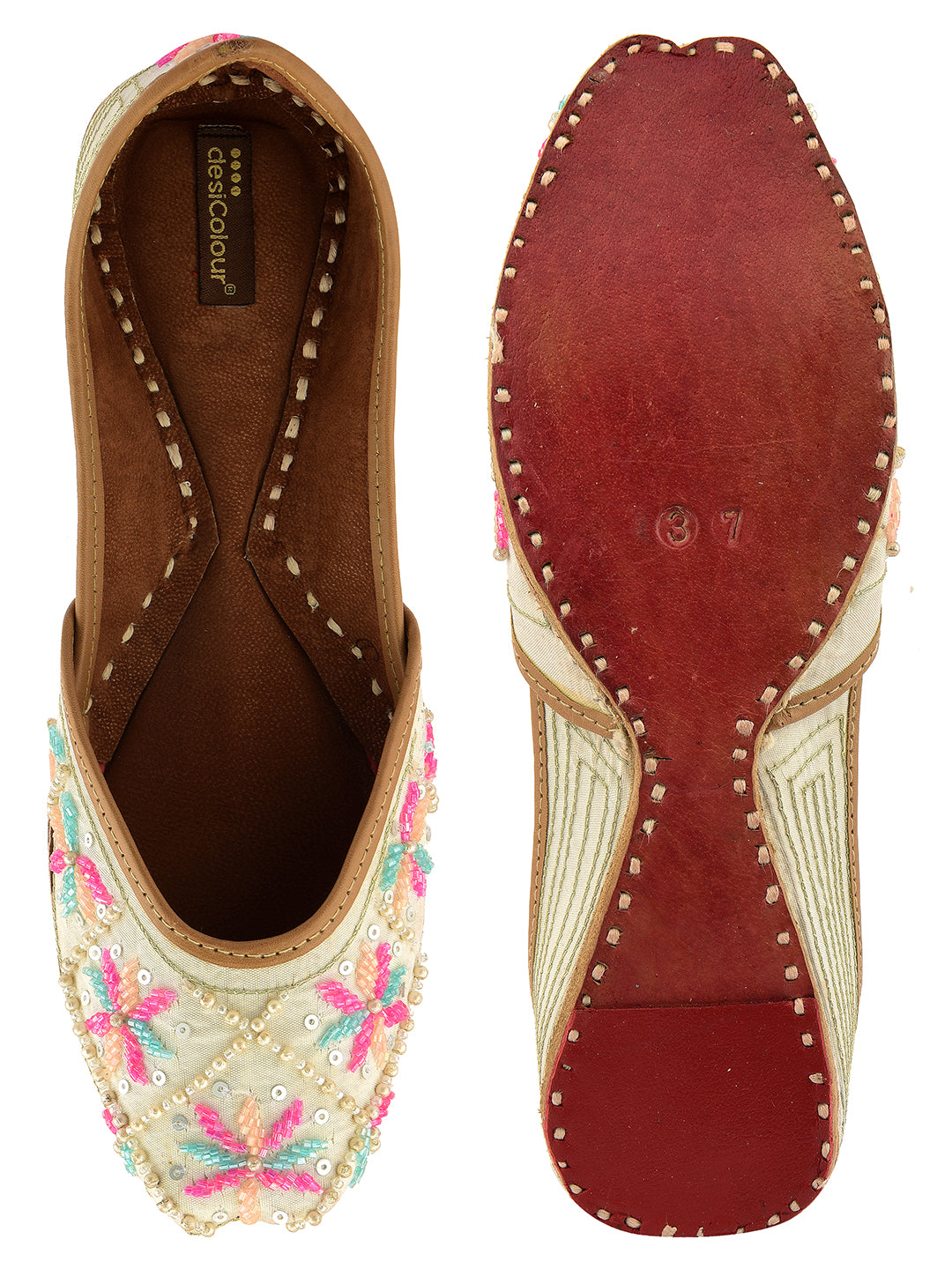 DESI COLOUR Women White Ethnic Punjabi Jutti