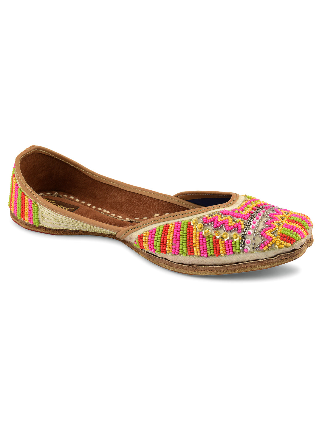 DESI COLOUR Women Beige Ethnic Punjabi Jutti