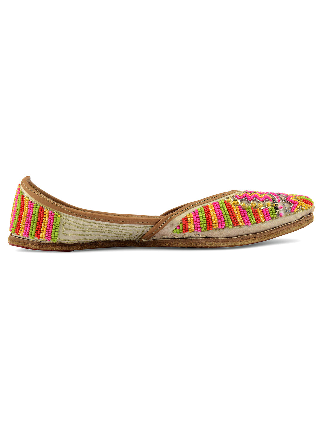 DESI COLOUR Women Beige Ethnic Punjabi Jutti
