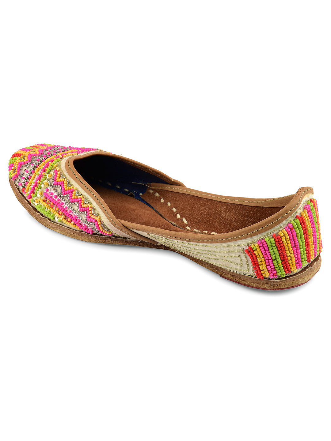DESI COLOUR Women Beige Ethnic Punjabi Jutti