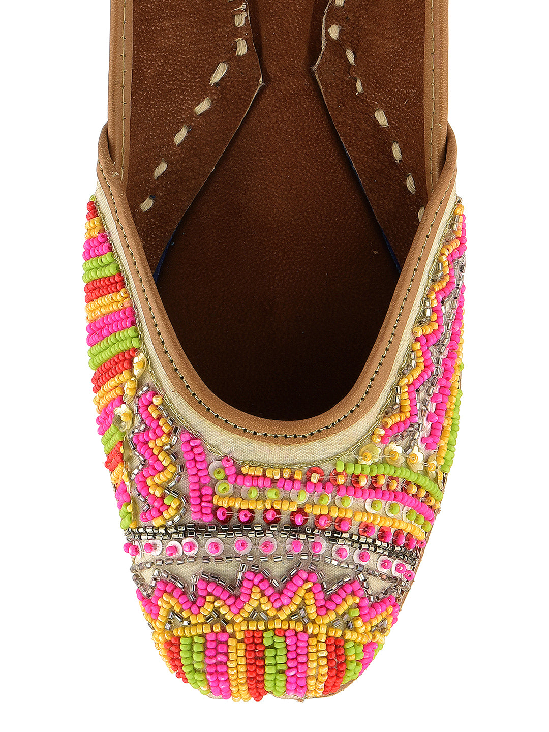 DESI COLOUR Women Beige Ethnic Punjabi Jutti