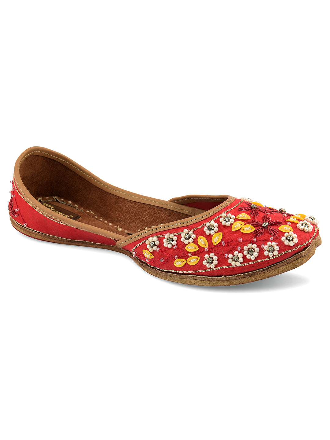 DESI COLOUR Women Red Ethnic Punjabi Jutti