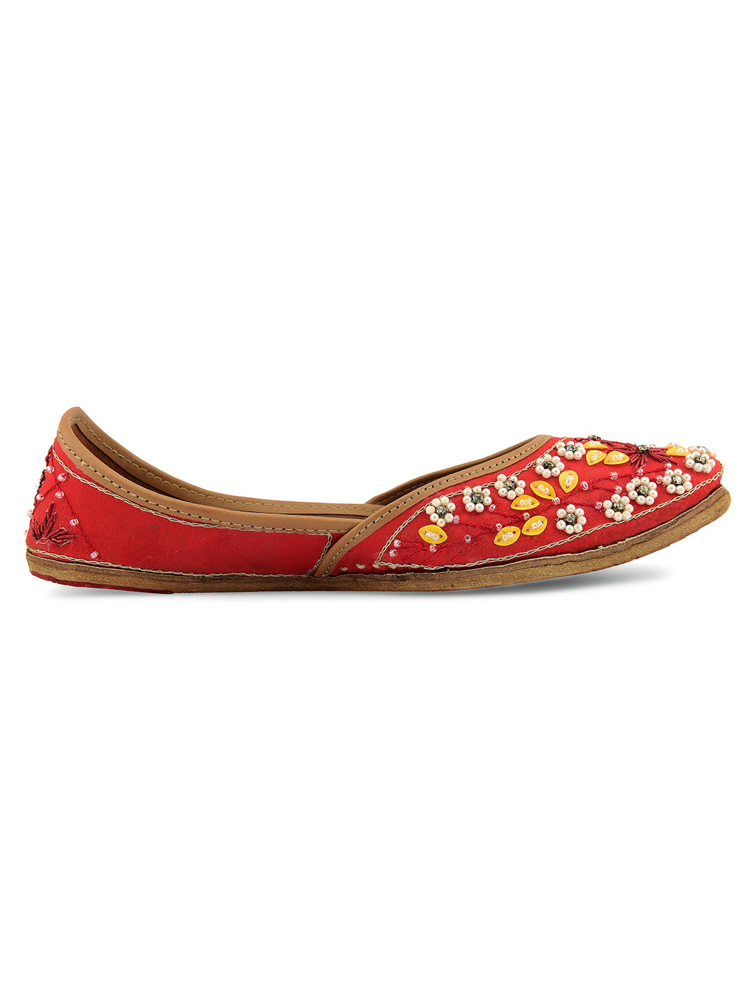 DESI COLOUR Women Red Ethnic Punjabi Jutti