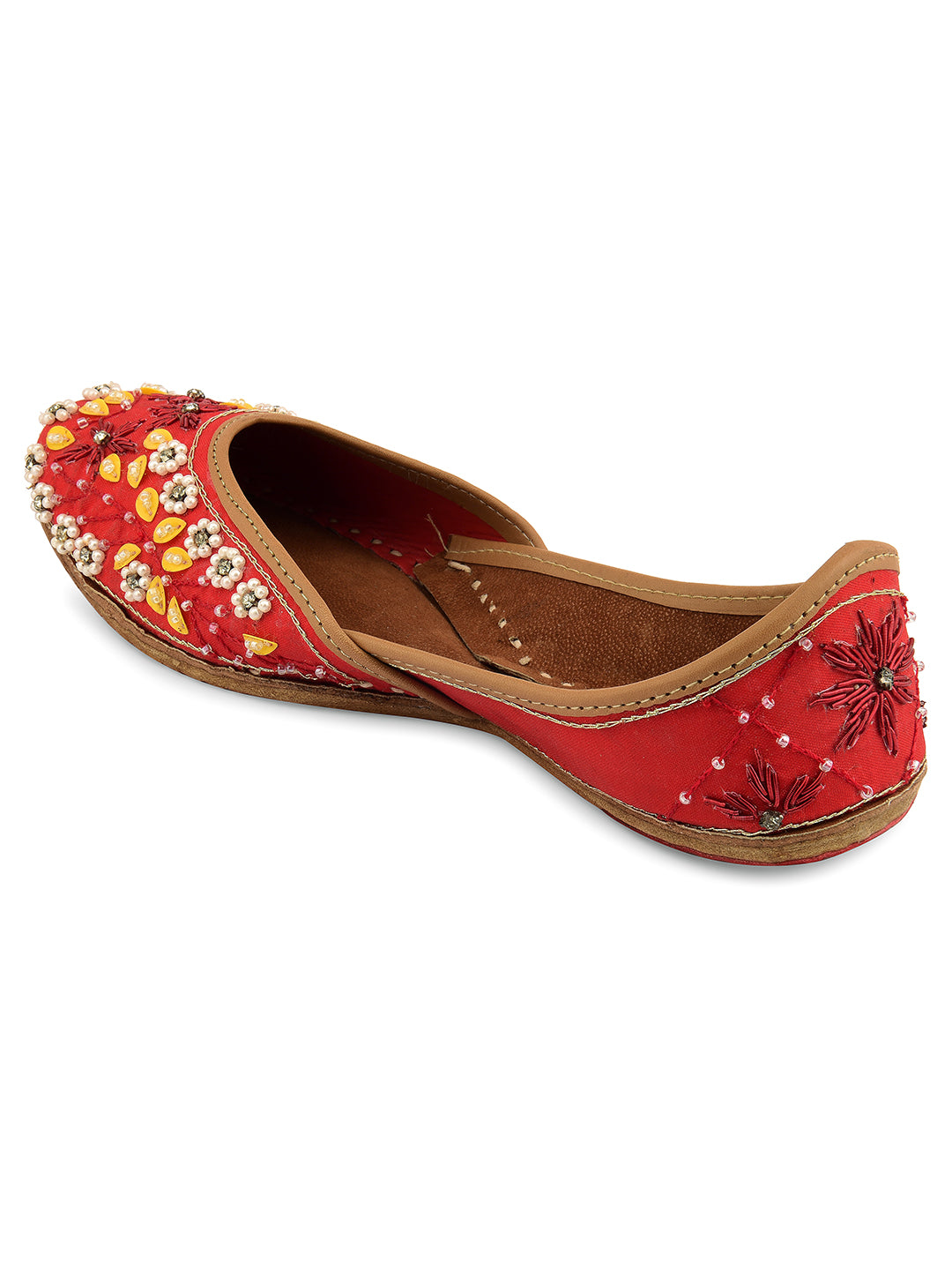 DESI COLOUR Women Red Ethnic Punjabi Jutti