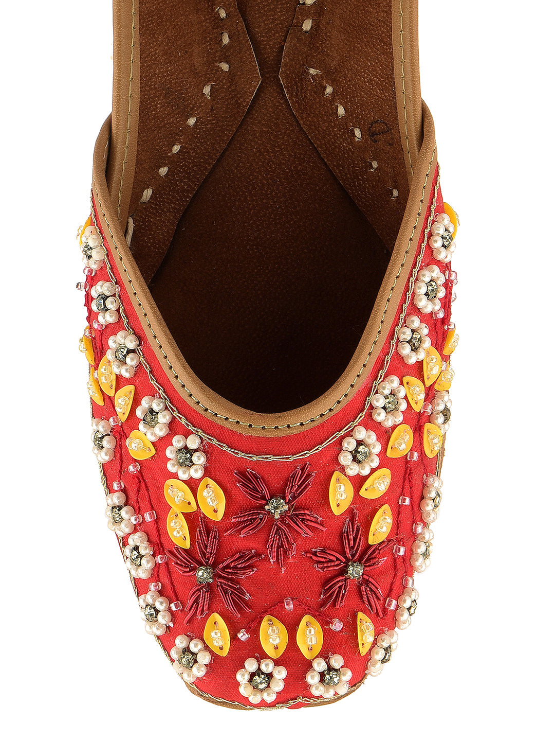 DESI COLOUR Women Red Ethnic Punjabi Jutti