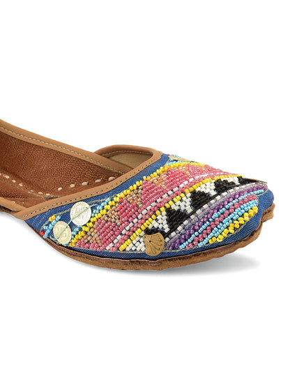 DESI COLOUR Women Blue Ethnic Punjabi Jutti