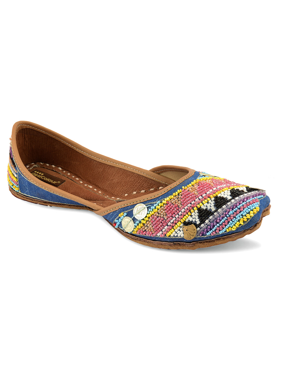 DESI COLOUR Women Blue Ethnic Punjabi Jutti