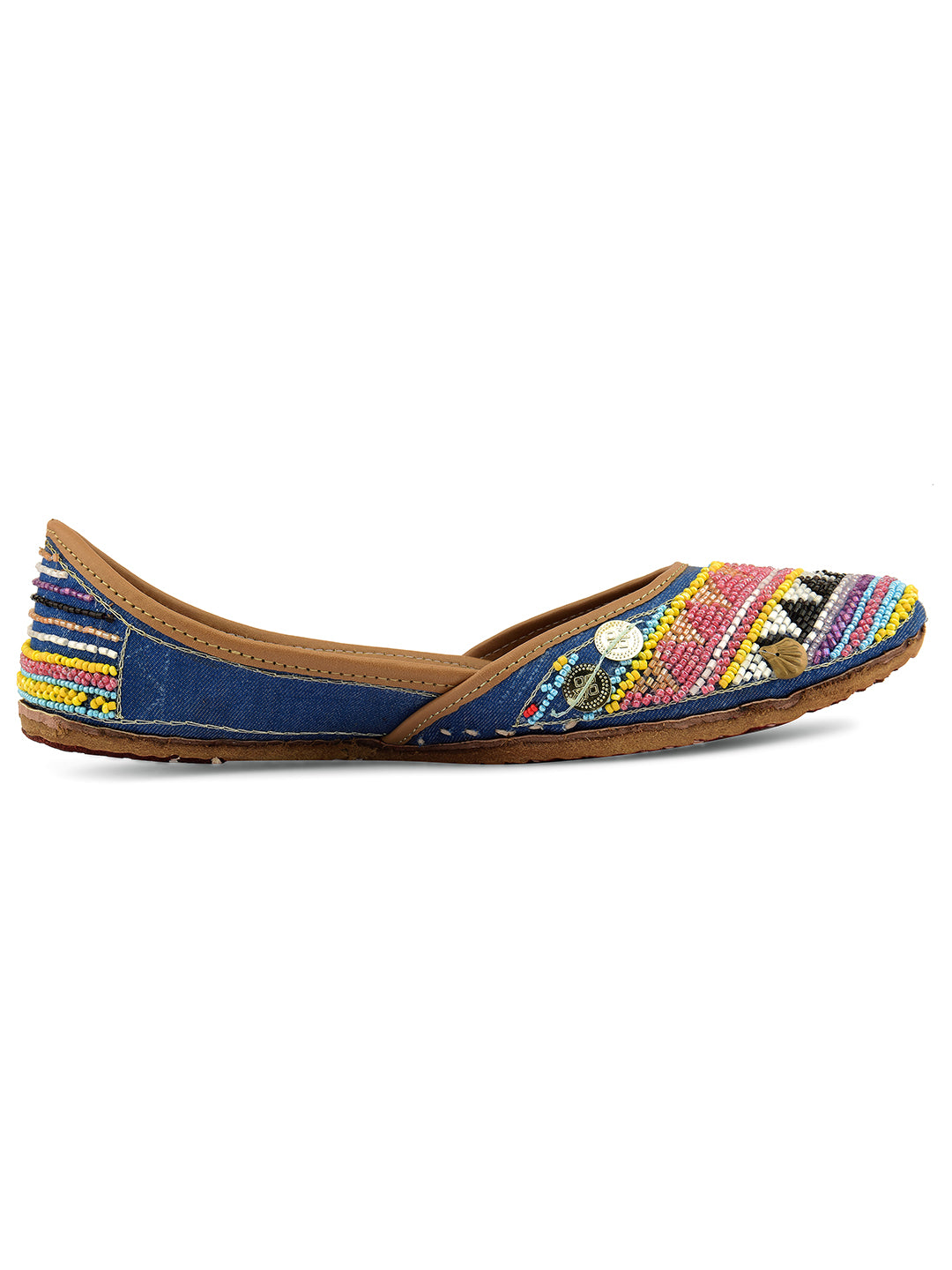 DESI COLOUR Women Blue Ethnic Punjabi Jutti