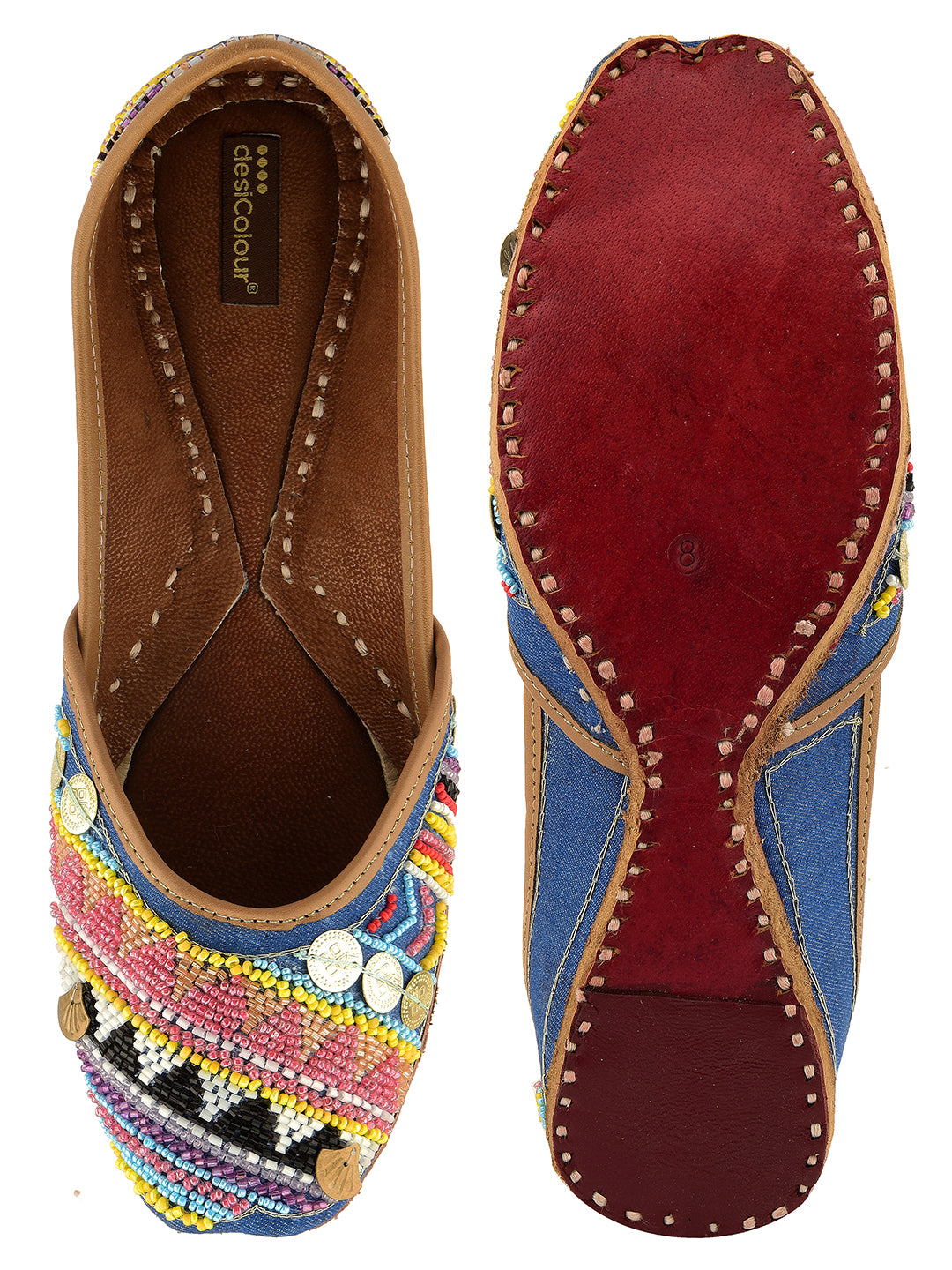 DESI COLOUR Women Blue Ethnic Punjabi Jutti
