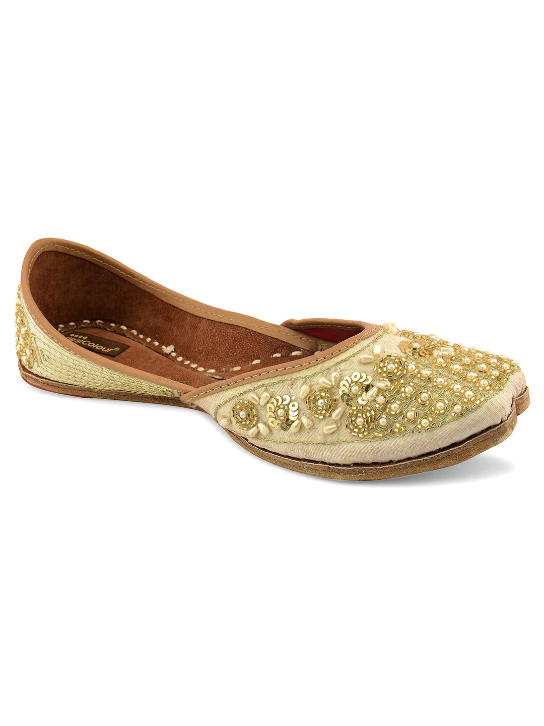 DESI COLOUR Women Off White Ethnic Punjabi Jutti