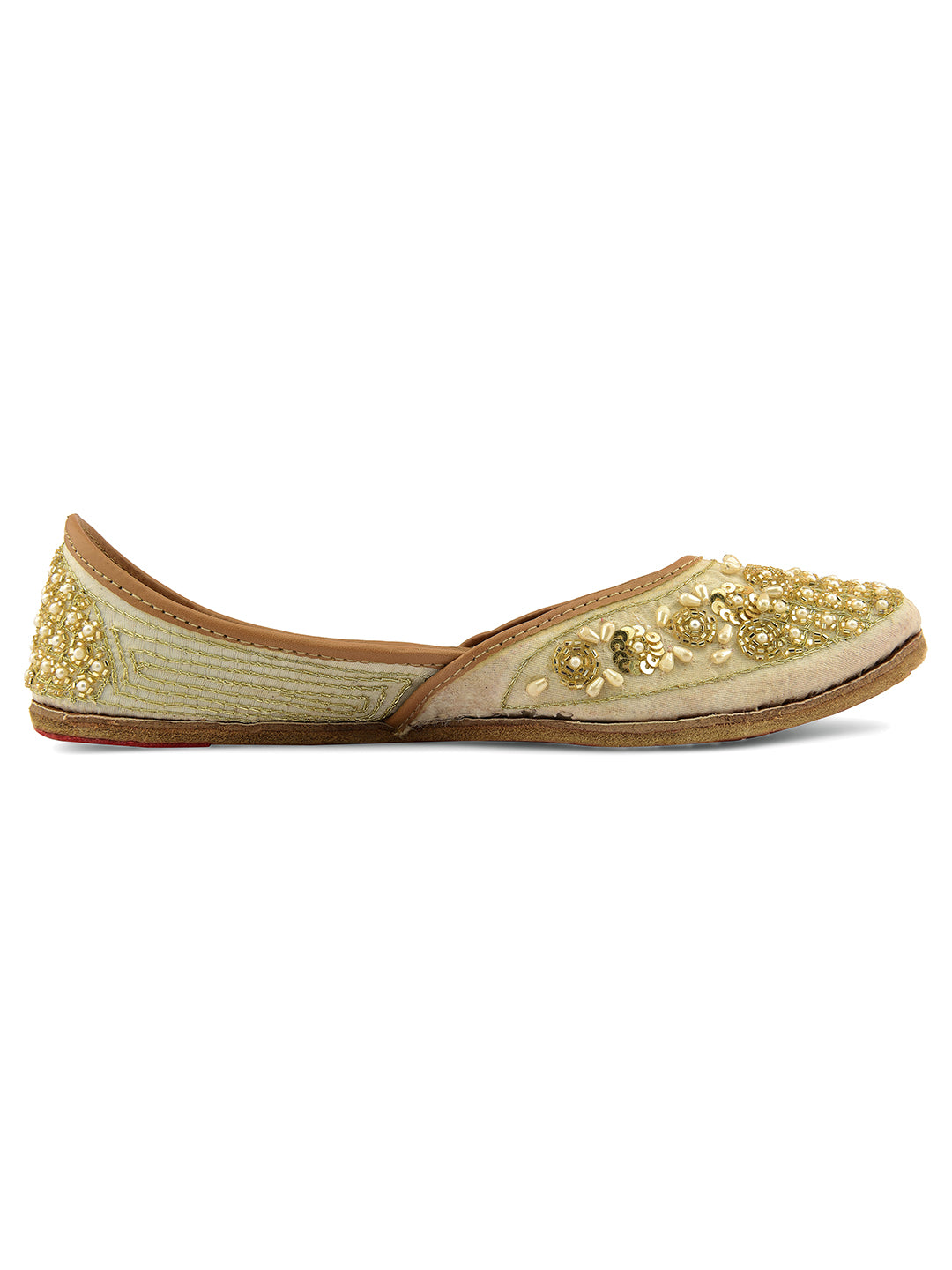DESI COLOUR Women Off White Ethnic Punjabi Jutti