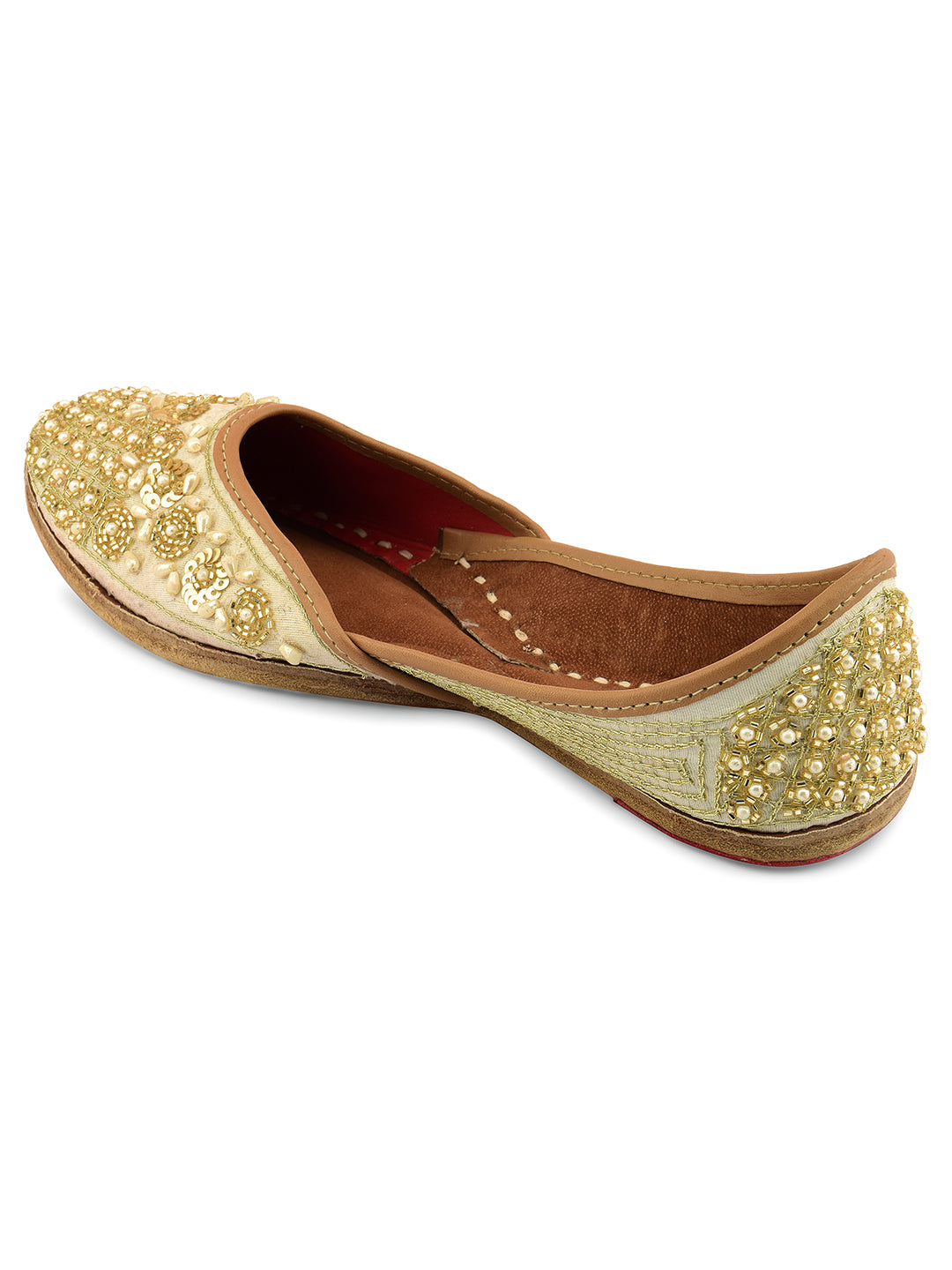 DESI COLOUR Women Off White Ethnic Punjabi Jutti