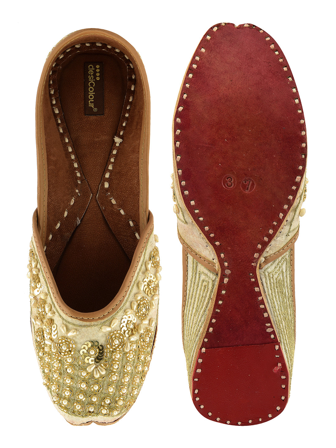 DESI COLOUR Women Off White Ethnic Punjabi Jutti