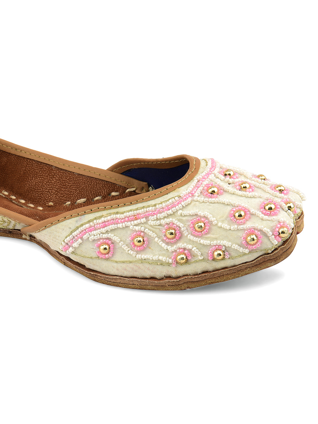 DESI COLOUR Women Off White Ethnic Punjabi Jutti