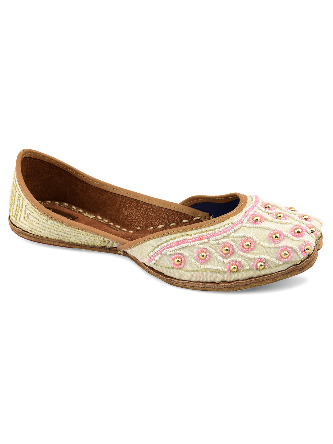 DESI COLOUR Women Off White Ethnic Punjabi Jutti